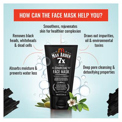 Man Arden 7X Activated Charcoal Face Mask 100 ml - Masks & Peels