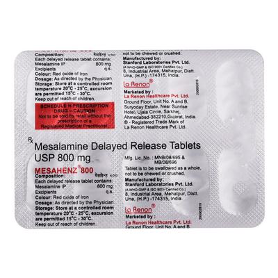 Mesahenz 800mg Tablet 10'S - Ulcerative Colitis/Bowel Inflammatory Disease-GIT