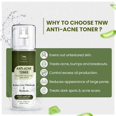 Tnw -The Natural Wash Anti-Acne Toner With Salicylic Acid, Controls Sebum, Tightens Pores 100 ml - Face Mists