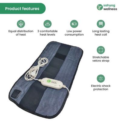 Sahyog Wellness Velvet Orthopaedic Electric Heating Pad - Grey (XXL) - Hot Pack/Ice Bag