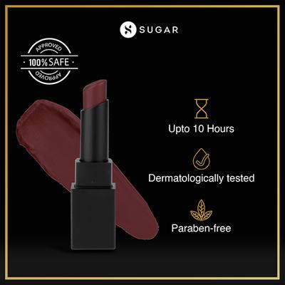 SUGAR Cosmetics Nothing Else Matter Longwear Lipstick - 12 Teak Over (Purple Brown Brown Burgundy) 3.2 gm - Lipsticks