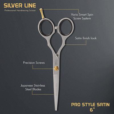 Vega Professional Pro Style Satin 6' Silver Line Hairdressing Scissor (VPMSC-11) 1's - Grooming Kits