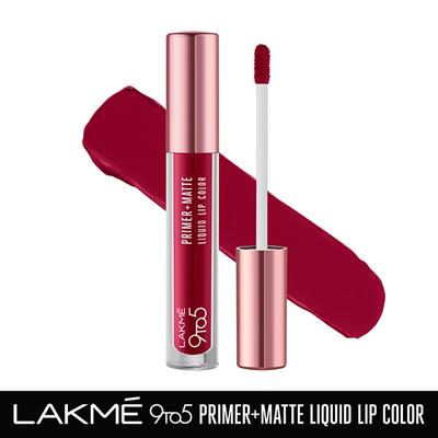 Lakme 9to5 Primer + Matte Liquid Lip Color MM3 Crisp Wine 4.2 ml - Primer