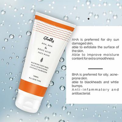 Globus Naturals Aha, Bha & Kojic Acid Exfoliating Cleanser And Fairness Face Wash 100 ml - Face Wash & Cleansers