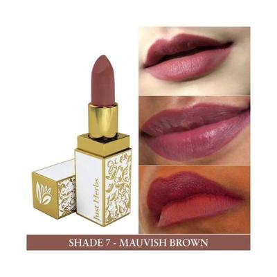 Just Herbs Ayurvedic Creamy Matte Lipstick with Jojoba Oil & Vitamin E Mauvish Brown 4.2gm - Lipsticks
