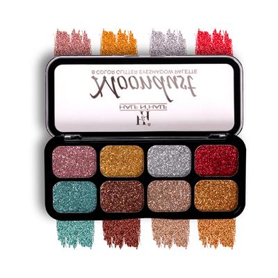 Half N Half Moondust Glitter Eyeshadow Pallette, 8 Colors Eye Makeup Palette , B 12 gm - Eye Shadow Palettes