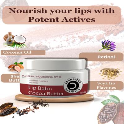 Dermistry Plumping Nourishing SPF 10 Lip Balm Strawberry 15 ml + Plumping Nourishing SPF 10 Lip Balm Cocoa Butter 15 ml - Lotions & Creams