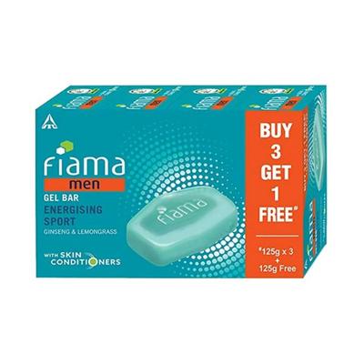 Fiama Men Energizing Sport Gel Bar with Ginseng and Lemongrass with skin conditioners 500g 4's - Soaps