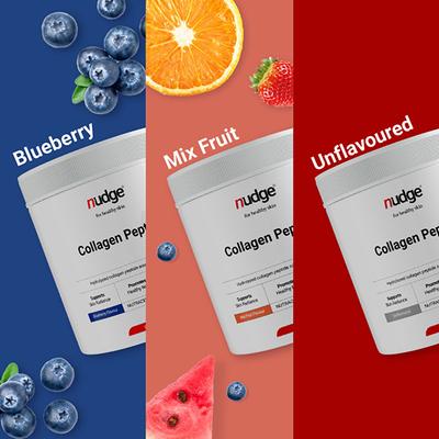 Nudge Wellness Collagen Peptide Hydrolyzed Collagen Peptide Powder Sourced From France Mixed Fruit Flavour 210 gm - Hair & Skin