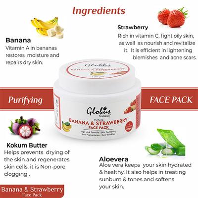 Globus Naturals Purifying Banana & Strawberry Anti Aging Face Pack 125 gm - Face Packs