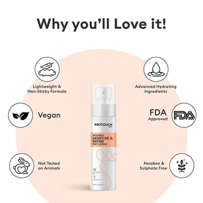 Protouch Advance Moisture and Repair Feet Lotion, Deeply Hydrating and Moisturizing Lotion Spray 100 ml - Foot Creams & Lotions
