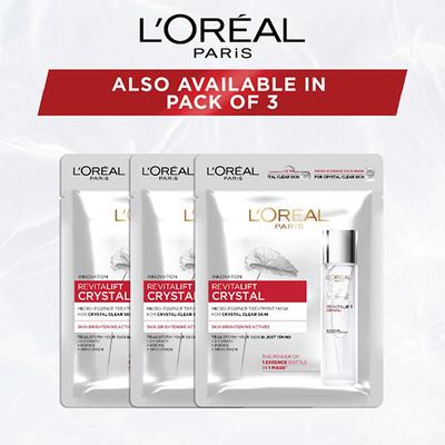 Loreal Paris Innovation Revitalift Crystal Micro-Essence Treatment Mask For Crystal Clear Skin 25gm - Sheet Masks