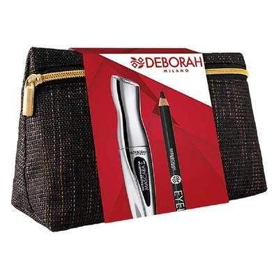 Deborah Milano Black Pochette With Extraordinary 5-In-1 Mascara + Black Eyeliner Eyepencil 12 gm - Eyeliners