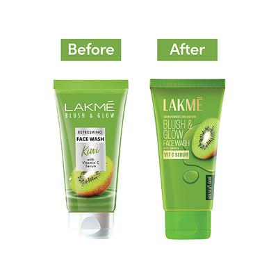 Lakme Blush and Glow Refreshing Face Wash with Vitamin C Serum and Kiwi Fruit Extracts 150 gm - Face Wash & Cleansers