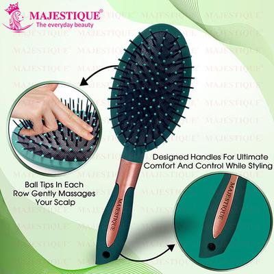 Majestique Oval Shape Detangling Brush for Curly Hair for Men, Women - Velvet Green 1's - Loofahs & Sponges