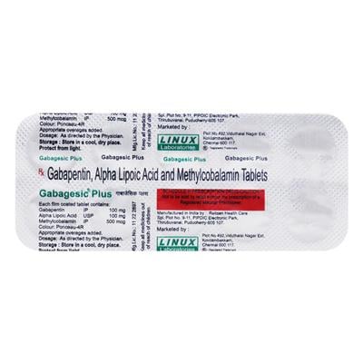 Gabagesic Plus Tablet 10'S - Neuropathic Pain-Dru