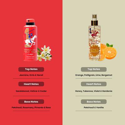 Beverly Hills Polo Club Classy Men Deo No.1 Trio Pack + Evoking Gardenia No.1 Women Body Mist Set 1's - Deodorants/Roll-Ons