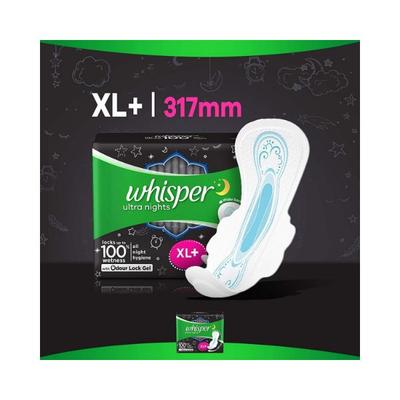 Whisper Bindazzz Nights Sanitary Pads For Women, Xl+ 7 Napkins 1's - Others