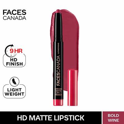 Faces Canada Ultime Pro HD Intense Matte Lips + Primer - Bold Wine 11, 9HR Long Stay 1.4 gm - Lip Crayons