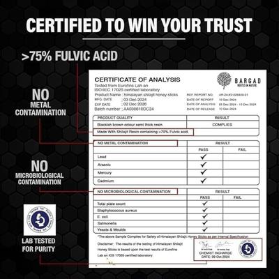 Bargad Himalayan Shilajit Honey Sticks - Caramel Flavour 7's - Speciality Medicines