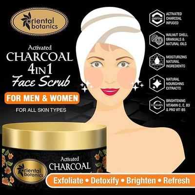Oriental Botanics Activated Charcoal 4 In 1 Face Scrub 100 gm - Face Scrubs