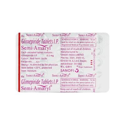 Semi Amaryl 0.5mg Tablet 30'S - Diabetes-Ant