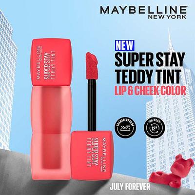 Maybelline New York Superstay Teddy Tint - Lip and Cheek Color, July Forever 5 ml - Liquid Lipsticks