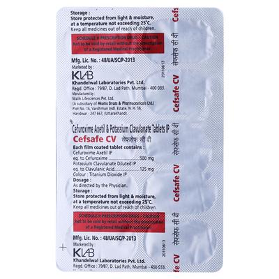 CEFSAFE CV 500 Tablet 10's - Bacterial Infections-Cep