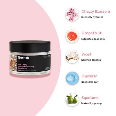 Quench Botanics Moisturizing Body Butter with Cherry Blossom Repairs Dry Damaged Skin 100 ml - Day Cream