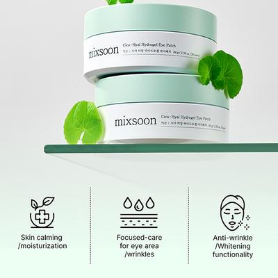 Mixsoon Cica-Hyal Hydrogel Eye Patch Calming & Hydrating Eye Care for Sensitive Skin 60's - Eye Masks