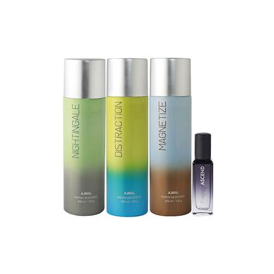 Ajmal Nightingale & Distraction & Magnetize Deo & Ascend EDP Pack of 3 20 ml - Women Perfumes (Edt/Edp)