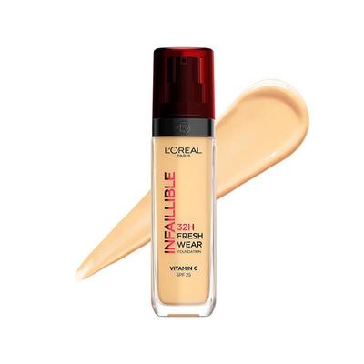 Loreal Paris Infallible 32H Fresh Wear Foundation, SPF 25+ Vitamin C All Day Luminous 140 Beige Dore Golden Beige 30ml - Foundation