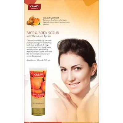 Vaadi Herbals Face & Body Scrub with Walnut & Apricot 110 gm - Face Scrubs
