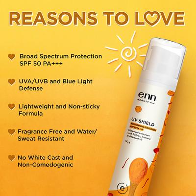 ENN UV Shield Fragrance Free Brightening Sunscreen With SPF 50 PA+++ 50 gm - Body Sunscreen