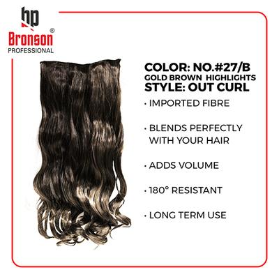 Bronson Professional Hair Extensions Out Curl 5 Clip-In 24 inch Gold Brown Highlight No 27B/2 1's - Hair Clips/Bands