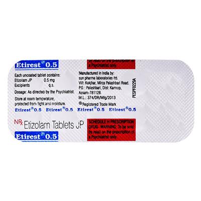 Etirest 0.5mg Tablet 10'S - Anxiety-Anx