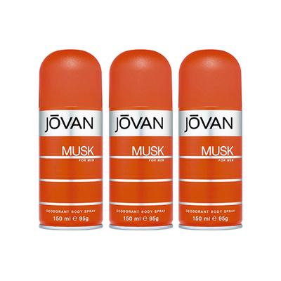 Jovan Musk Deodorant Body Spray 150ml each 3's - Men Deodorants/Roll-Ons
