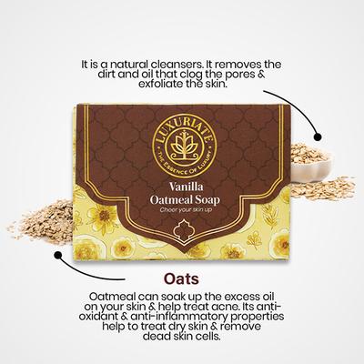 Luxuriate Vanilla Oatmeal Soap Bar for Relieves Skin Itching and Irritation. 125 gm - Soaps