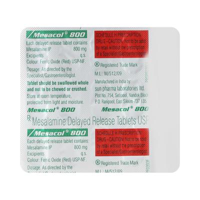 Mesacol 800Mg Tablet 15's - Ulcerative Colitis/Bowel Inflammatory Disease-GIT