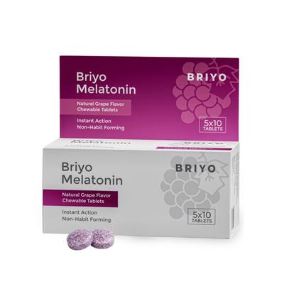 Briyo Melatonin Chewable Tablets - Natural Grape Flavour 50's - Mental Health