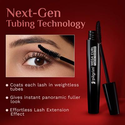 Pilgrim Mega Curl Tubing Mascara Next-Gen Tubing For All-Day, Smudge-Proof Curls - Black Icon-01 5 ml - Mascaras