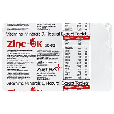 ZINC OK Tablet 15's - Supplements-Vam