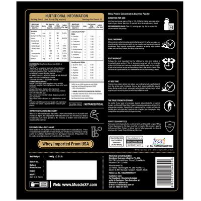 MuscleXP Raw Whey Protein Concentrate 80% Powder - Unflavored 1 kg - Whey Proteins