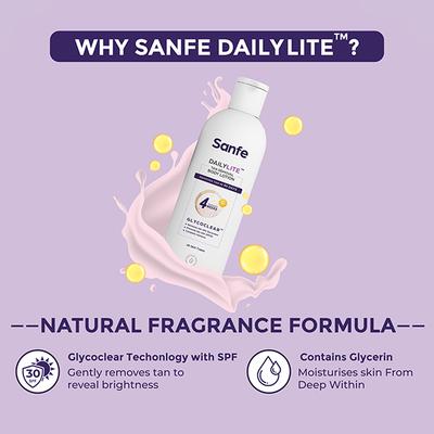 Sanfe Dailylite Tan Removal Body Lotion for Women Detan Non-Sticky Removes and Prevents Tan SPF 30 200 ml - Creams, Lotions & Oils