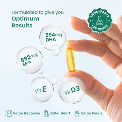 Neuherbs Deep Sea Fish Oil 2500 mg Softgel - Lemon 30's - Omega Fish Oil Fatty Acids