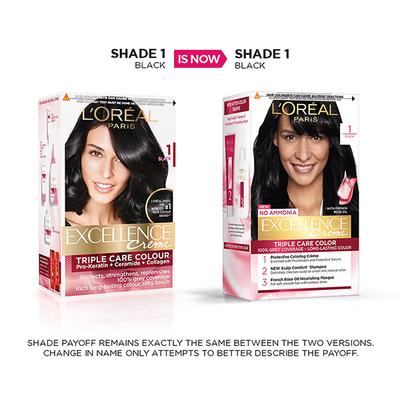 L'Oreal Paris Excellence Creme Hair Color, 1 Black 168 Gm - Crème