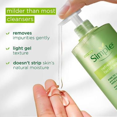 Simple Refreshing Facial Wash, 100% Soap-Free Perfect for Sensitive Skin 250 ml - Face Wash & Cleansers