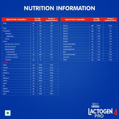 Nestle LACTOGEN PRO 4 Follow Up Formula with Whey Protein, Iron, Vitamin A, C & D (After 18 Months Upto 24 Months) Powder 400 g - Baby And Infant Supplements