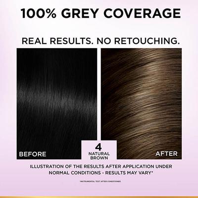 L'Oreal Paris Excellence Creme Hair Color, 4 Natural Brown 100gm+72ml - Crème