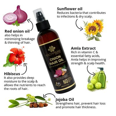 Kazarmaa Onion Hair Oil for Hair Growth & Hair Fall Control with Natural Neem Comb 250 ml - Hair Oils